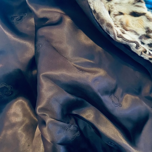 Vintage Genuine Leopard Leg Fur Overcoat w/ Sheared Beaver Collar Luxury Lining - Picture 12 of 13